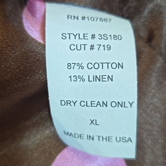 3 Sisters Linen Blend Floral Cropped Blazer Jacket Sz XL Cotton 3/4 Sleeve Boxy - Picture 14 of 16